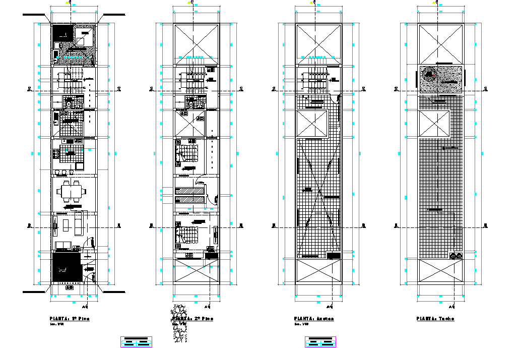 Detail of Minimalist single family housing dwg file