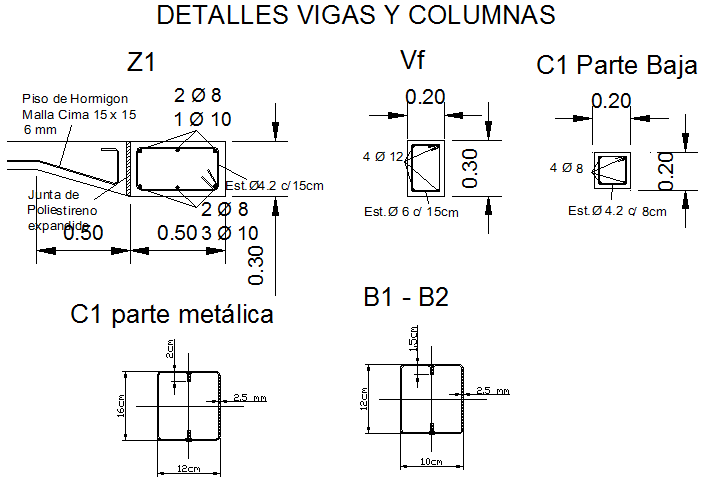 Detail of column dwg file