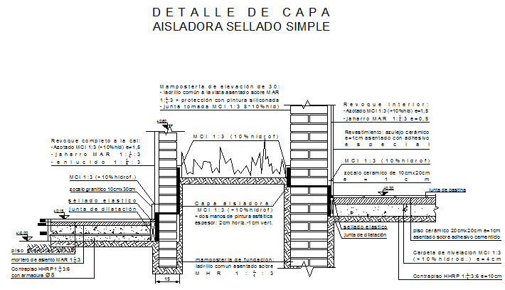 Detail of double sealed insulating layer dwg file