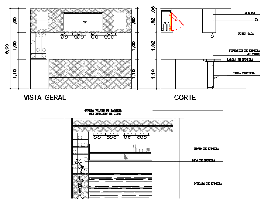 Detail of elevation and section dwg file