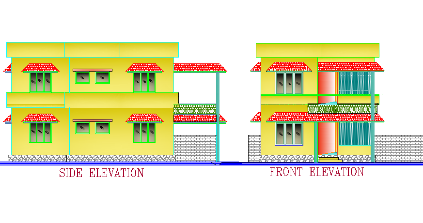 Detail of elevation home autocad file