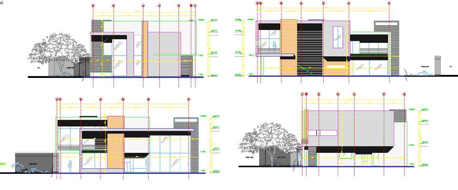 Detail of elevation home plan autocad file