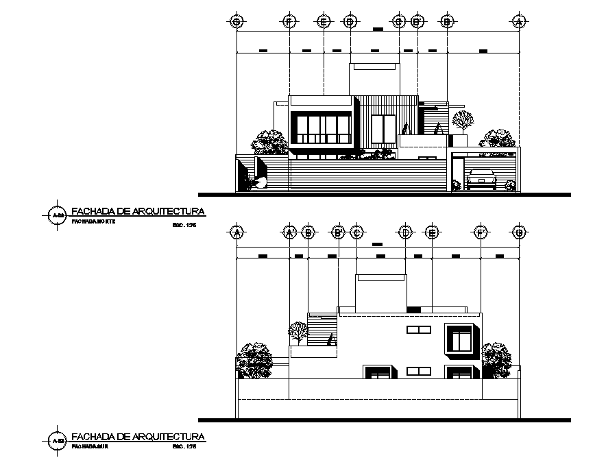 Detail of elevation home plan autocad file