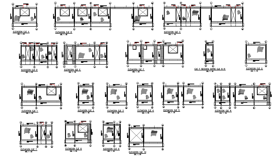 Detail of elevation home plan dwg file