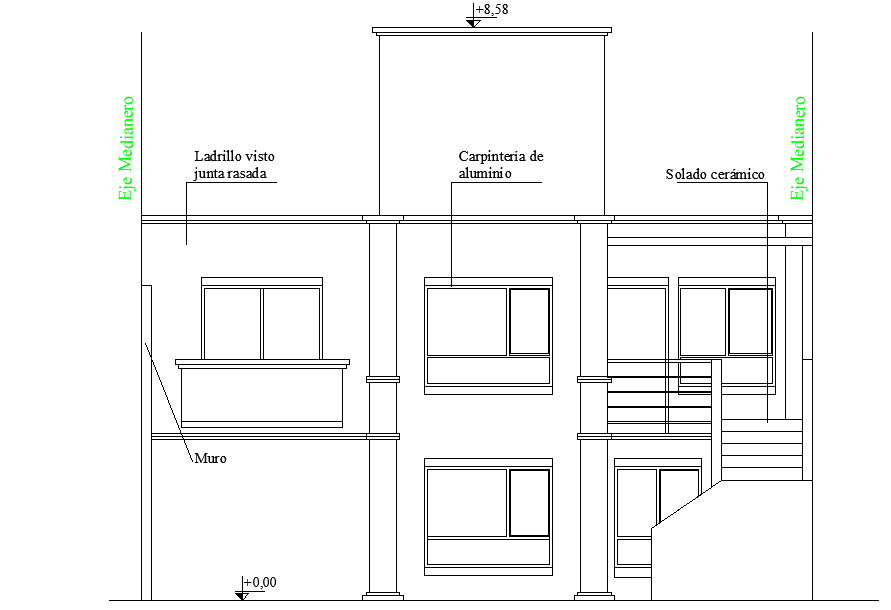 Detail of elevation house plan layout file