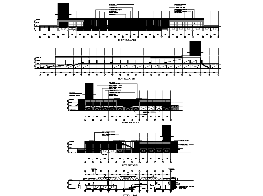 Detail of elevation hyper market layout dwg file