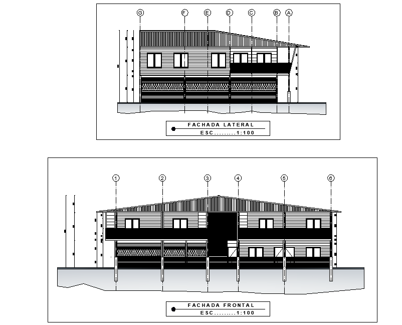 Detail of elevation residential plan dwg file