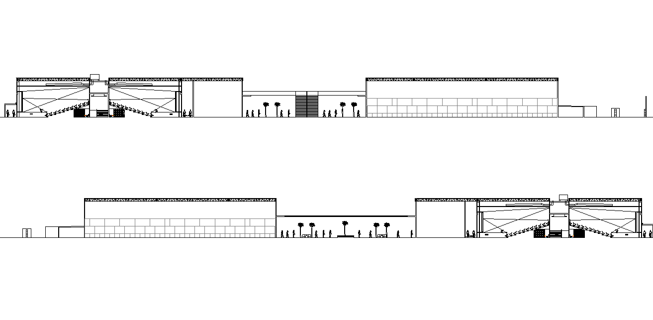 Detail of elevation shopping mall autocad file