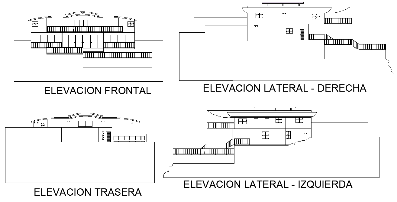 Detail of elevation single family house autocad file