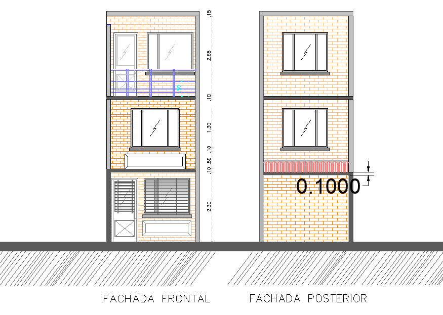 Detail of elevation single family house plan layout file