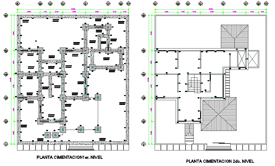 Detail of first level and second level foundation plan detail dwg file