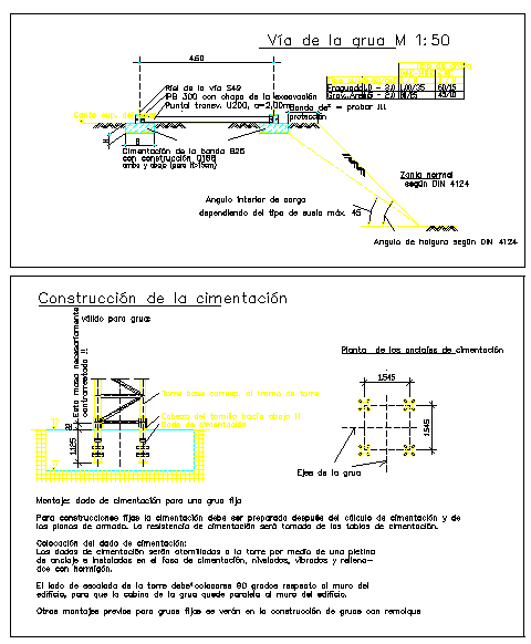 Detail of foundation fixed crane
