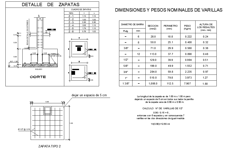 Detail of foundation section autocad detail