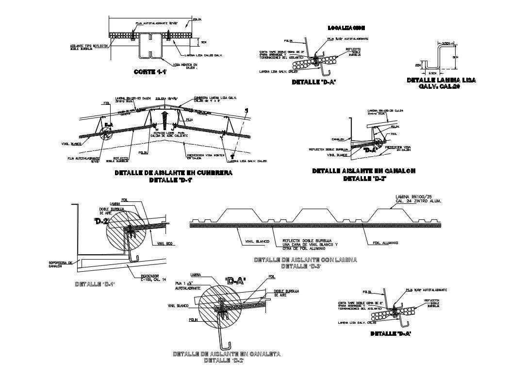 Detail of insulation on roofing cad construction details dwg file