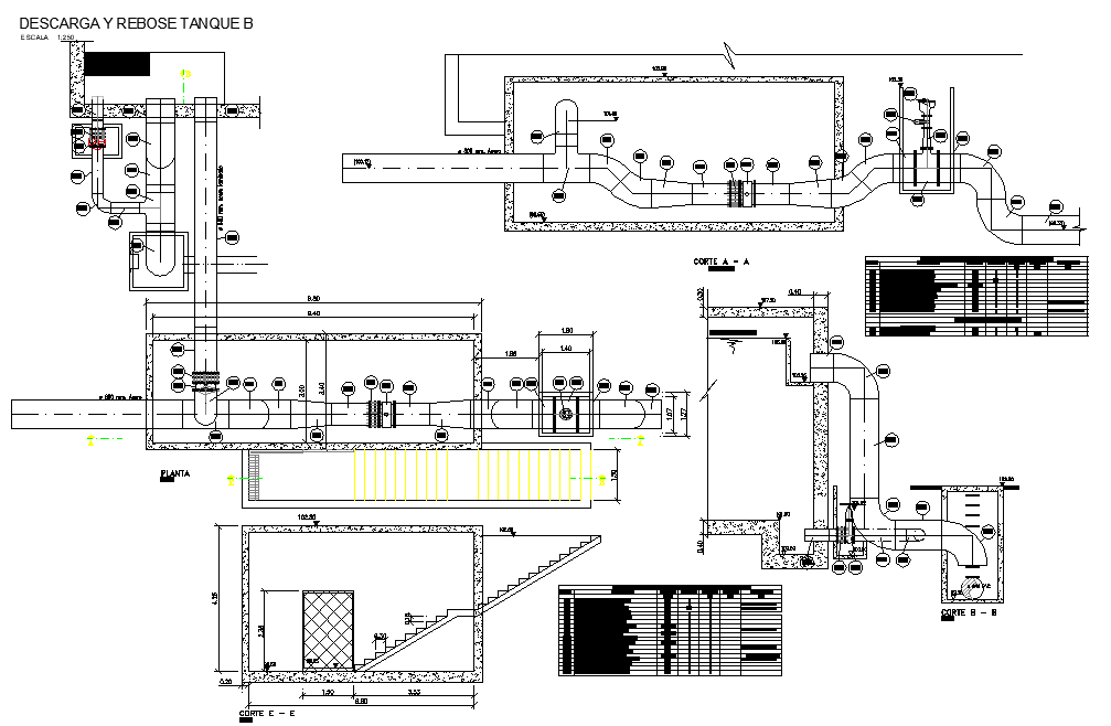 Detail of overflow tank discharge layout file