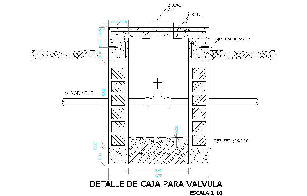 Detail of pipe valve dwg file