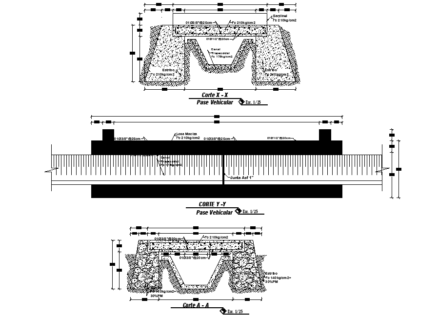 Detail of section Vehicular pass dwg file