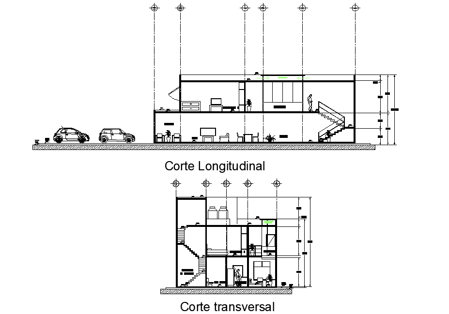 Detail of section duplex house plan autocad file