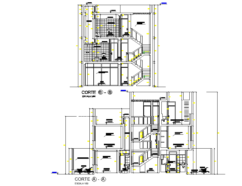 Detail of section home plan autocad file