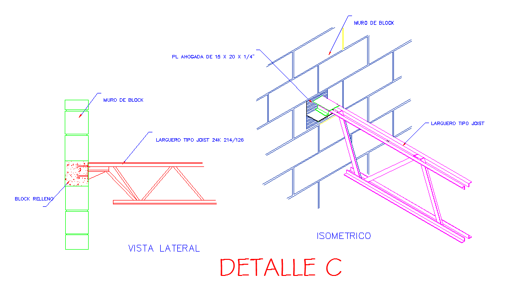 Detail of section roof metallic structure