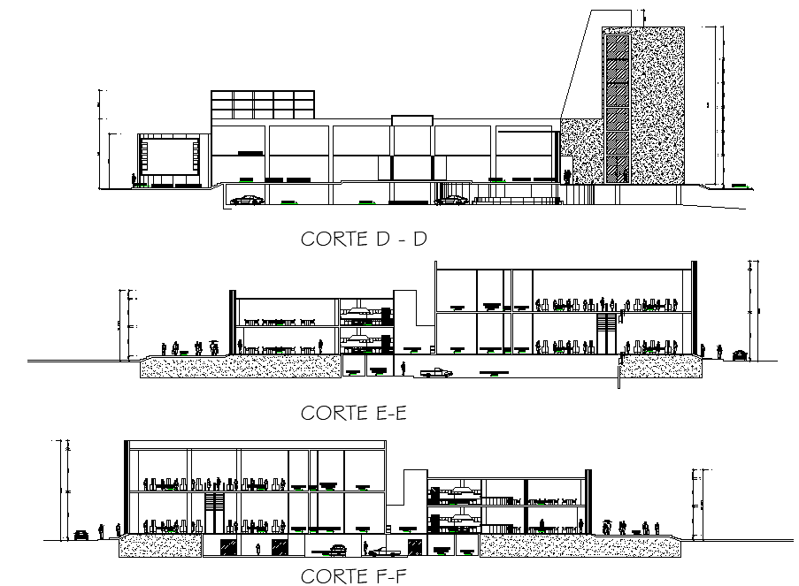 Detail of section shopping mall dwg file