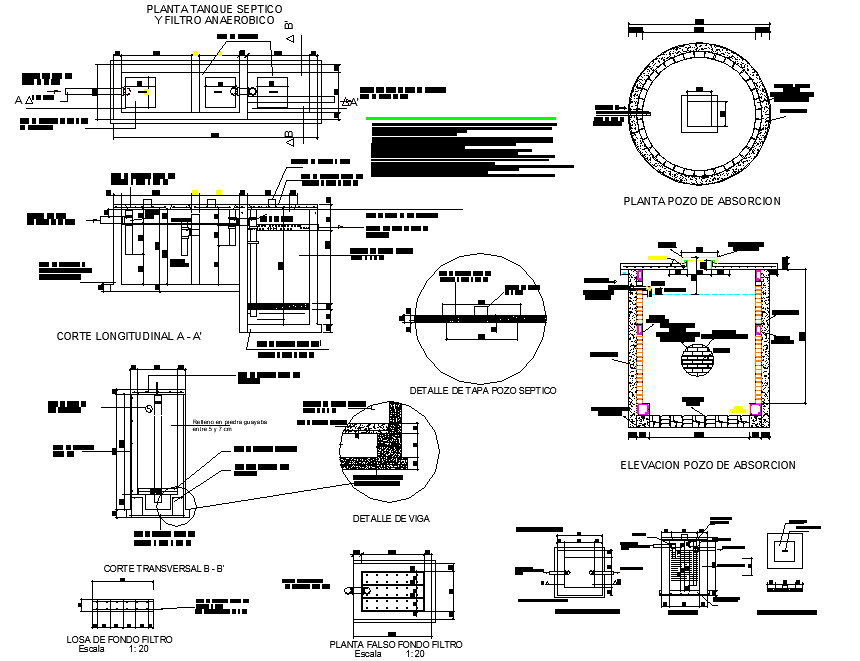 Detail of septic tank plan and section paln layout file