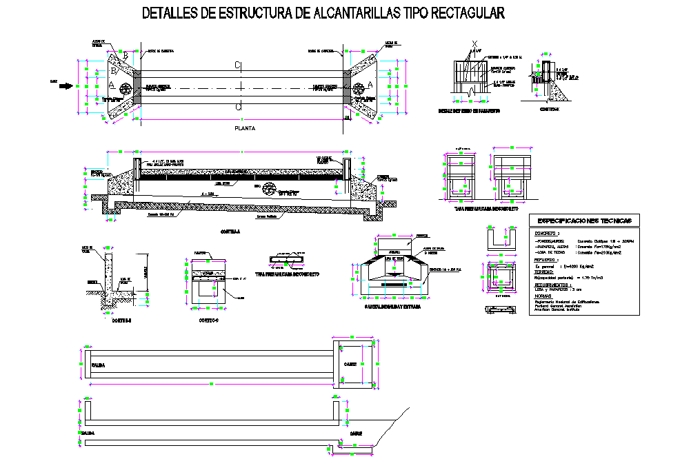 Detail of structure of alcanatarilla type rectangular layout file