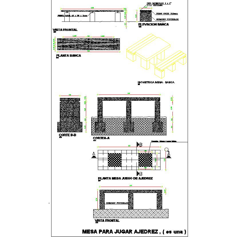 Detail of table to play chess