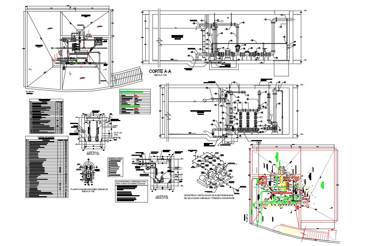 Detail of tank and Pump room dwg file