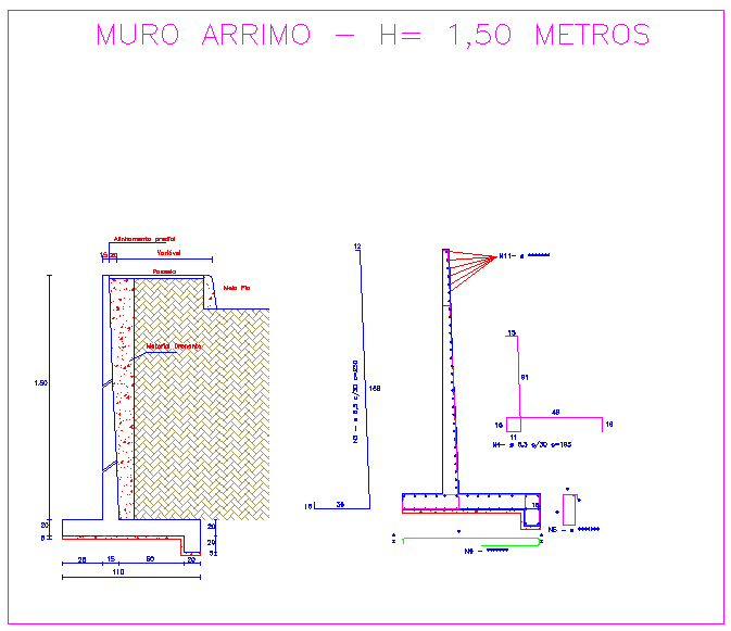 Detail of wall bringing closer to armed concrete