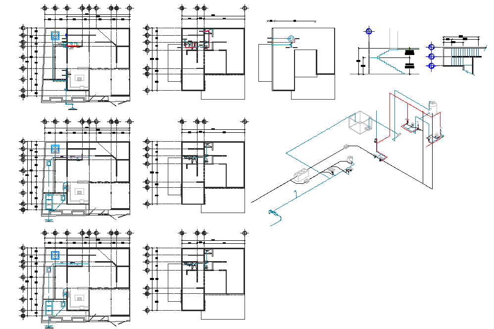 Detail of water pipe lien home dwg file