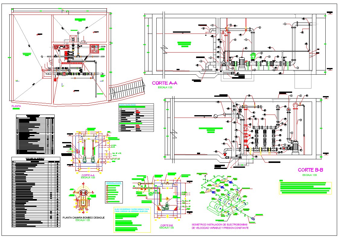 Detail of water tank and plumbing water pipeline view dwg file