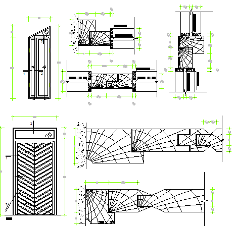 Detail of wooden door and window wood and steel dwg file