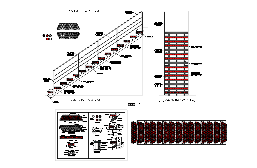 Detail recyclable metal staircase Dwg file