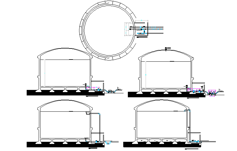 Detail reservoir plan and section detail dwg file