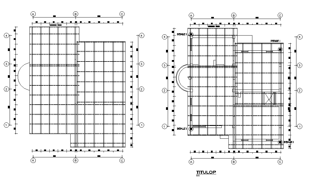 Detail terrace plan of a housing structure 2d view layout file