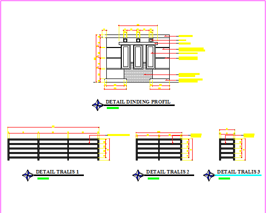 Detail wall profile design drawing of single family house