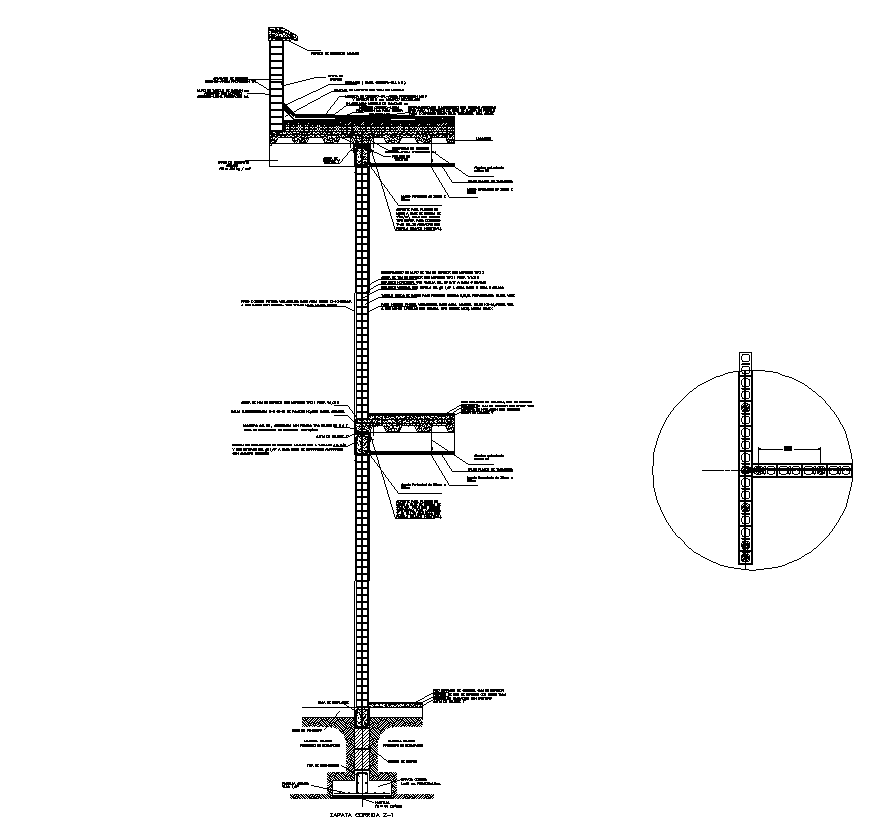 Detail wall section 2d view layout Autocad file