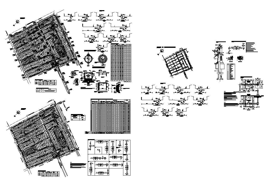 Detail water tank structure 2d view layout autocad file
