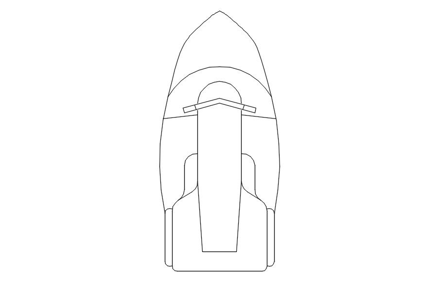 Detail 2D drawing speedboat in AutoCAD, dwg file, CAD file