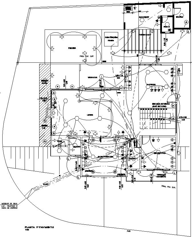 Detail Electrical drawing of ground floor of a house.