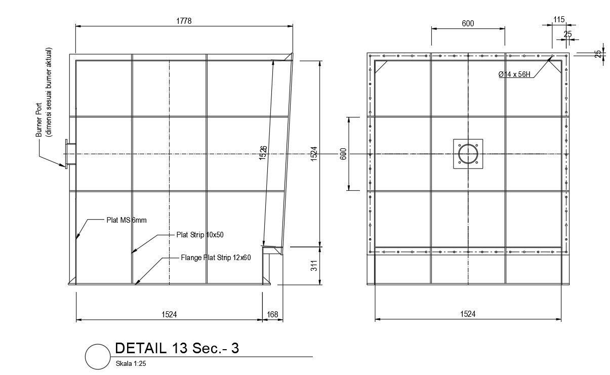 Detail design of casing structure in AutoCAD 2D drawing, dwg file, CAD file