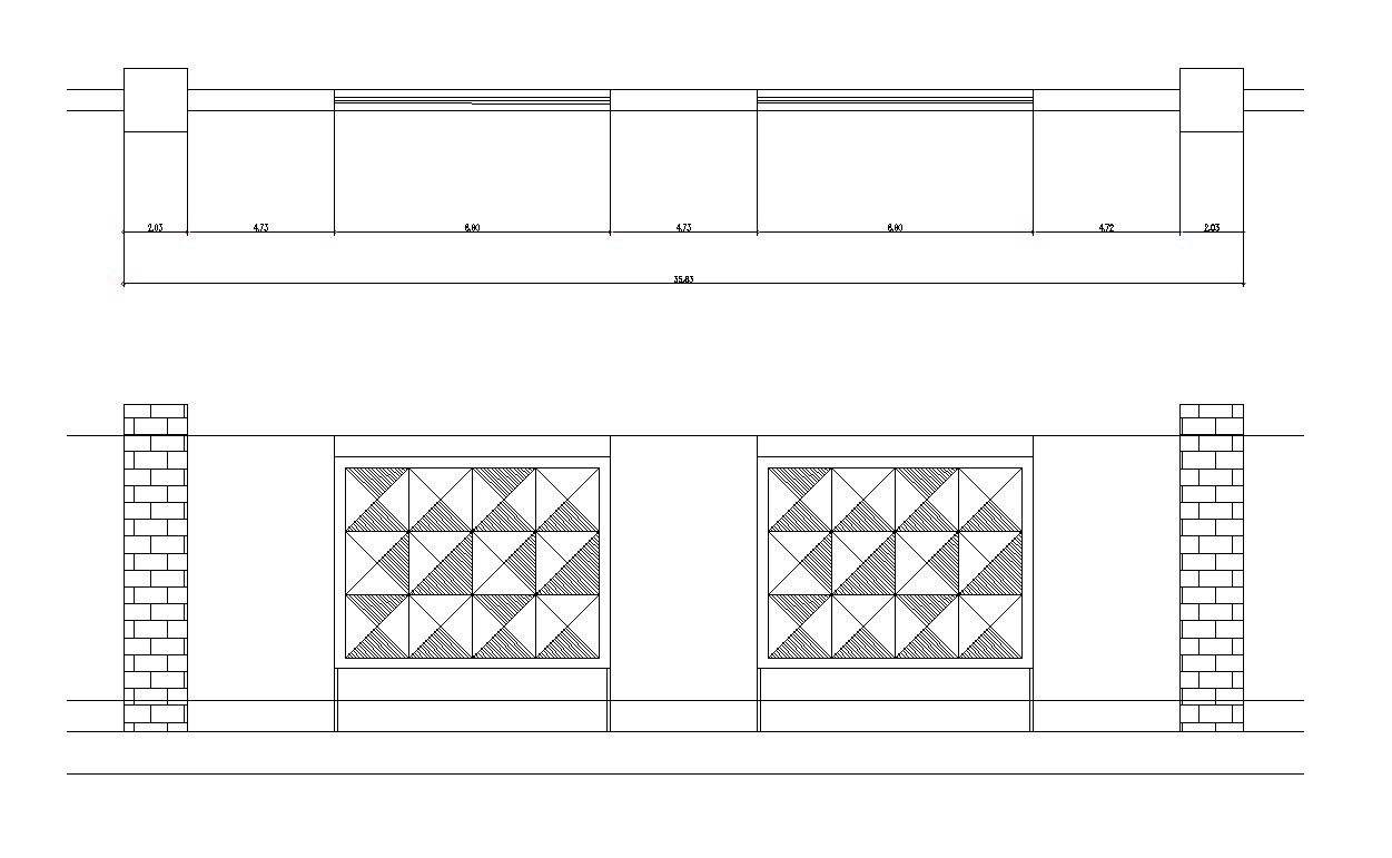 Detail design of fence in AutoCAD 2D drawing, CAD file, dwg file