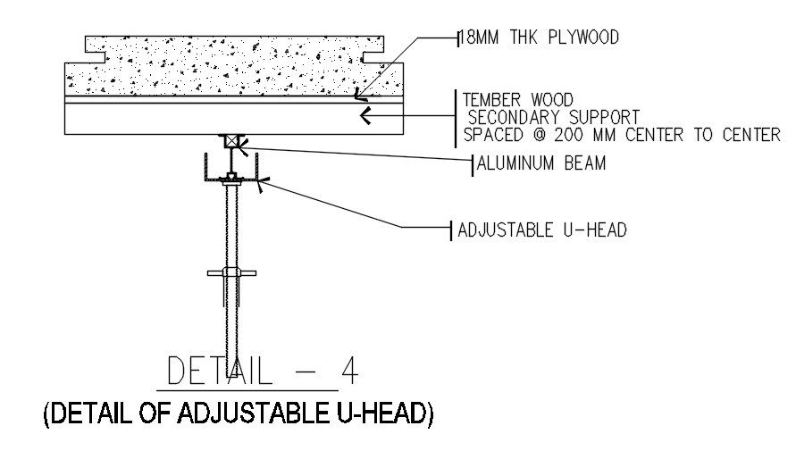 Detail drawing of Adjustable U-head in AutoCAD 2D, dwg file, CAD file