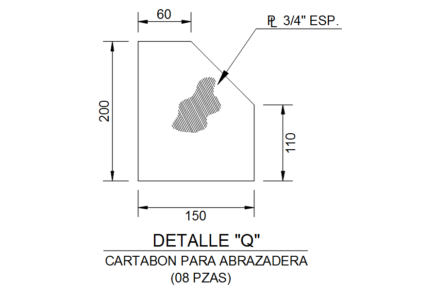 Detail drawing of CARTABON FOR CLAMP in AutoCAD 2D, CAD file, dwg file