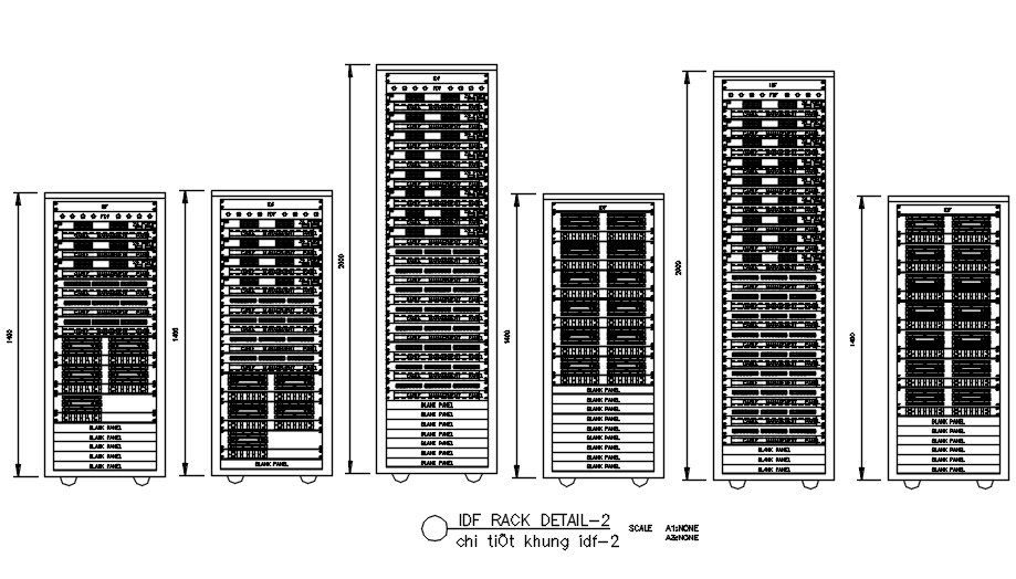 Detail drawing of IDF rack in AutoCAD, dwg file, CAD file