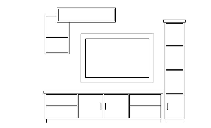 TV Unit Detail Drawing AutoCAD 2D Furniture DWG File