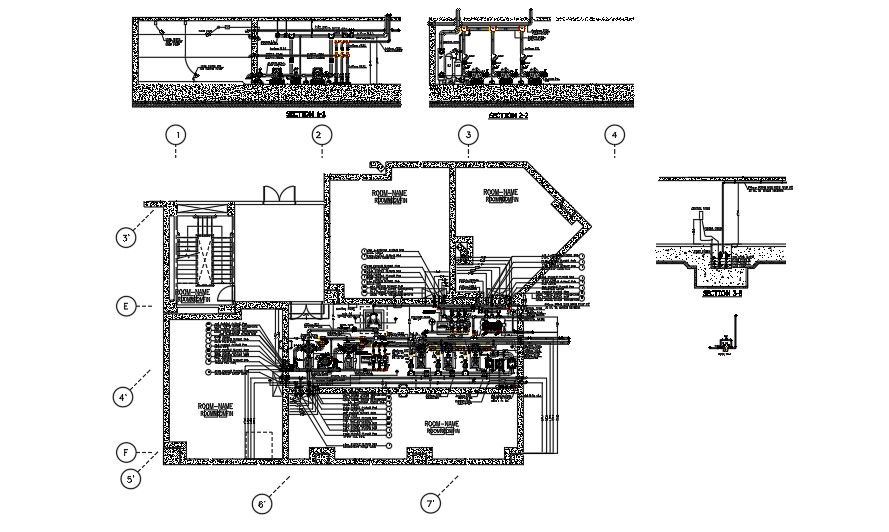 Detail drawing of all types of pumps used building.