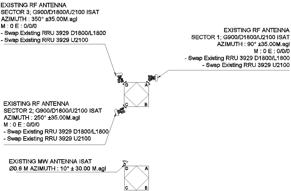 Detail drawing of antenna of tower AutoCAD drawing
