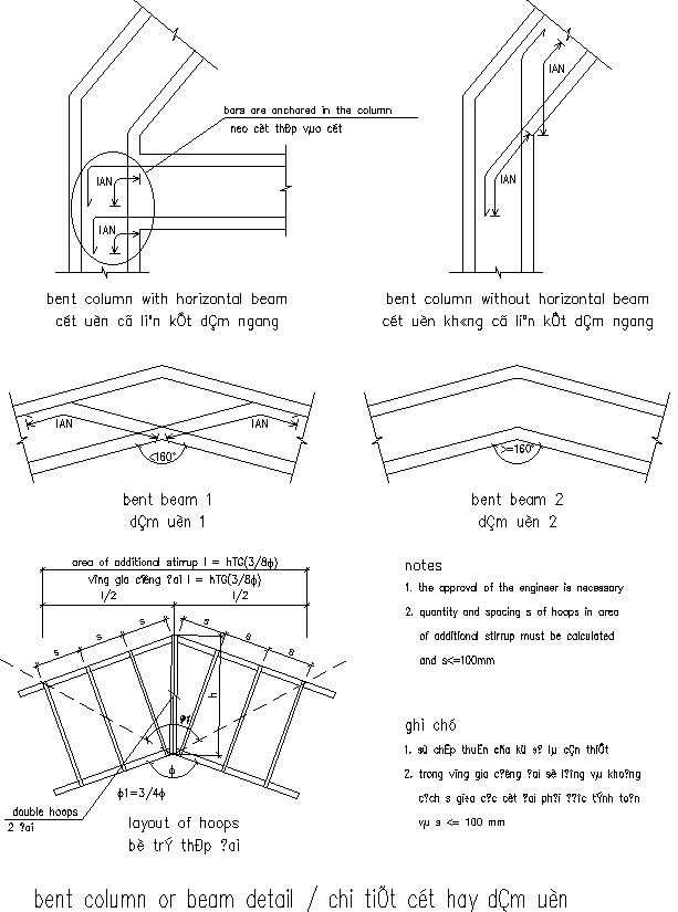 Detail drawing of bent column or beam detail